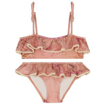 Girls Pink Floral Bikini