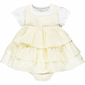 Baby Girls White & Yellow Stripes Romper Set