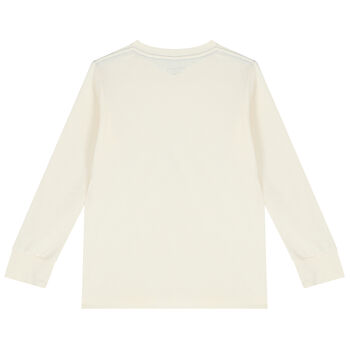 Boys White Logo Long Sleeve Top