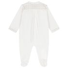 White & Beige Logo Babygrow Set, 1, hi-res