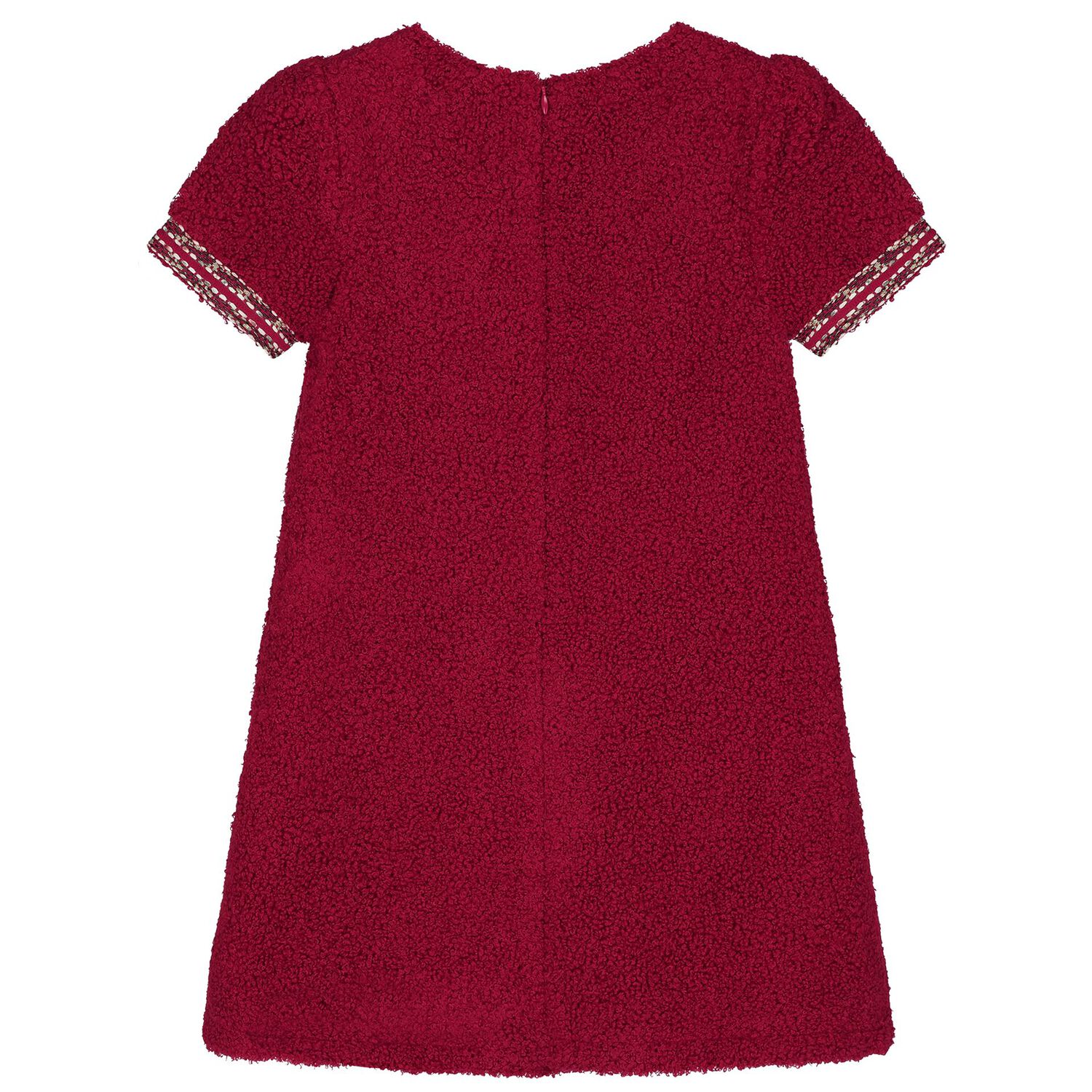 Girls Burgundy Boucl&eacute; Dress, 2, hi-res