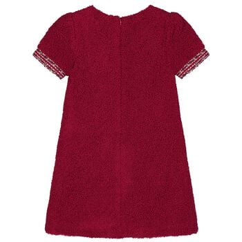 Girls Burgundy Boucl&eacute; Dress