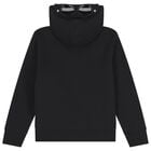 Boys Black Logo Hooded Zip Up Top, 1, hi-res