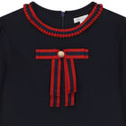 فستان بنات بطيات باللون الكحلي, 1, hi-res