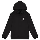 Boys Black Logo Hooded Top, 1, hi-res