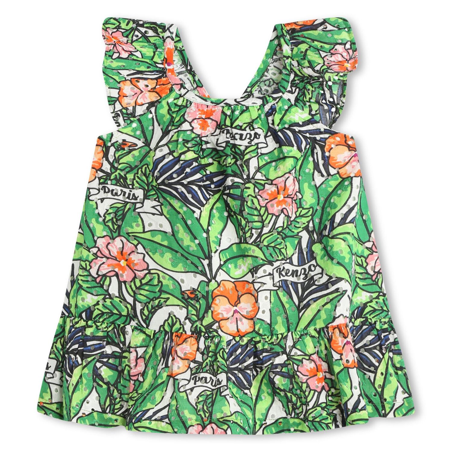 Younger Girls Green Floral Dress, 1, hi-res image number null