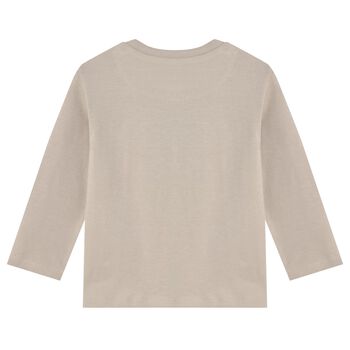 Younger Boys Beige Dogs Long Sleeve Top