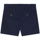 Younger Boys Navy Blue Cotton Twill Shorts, 3, hi-res
