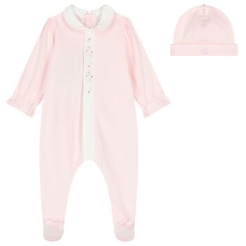 Baby Girls Pink Floral Babygrow Set
