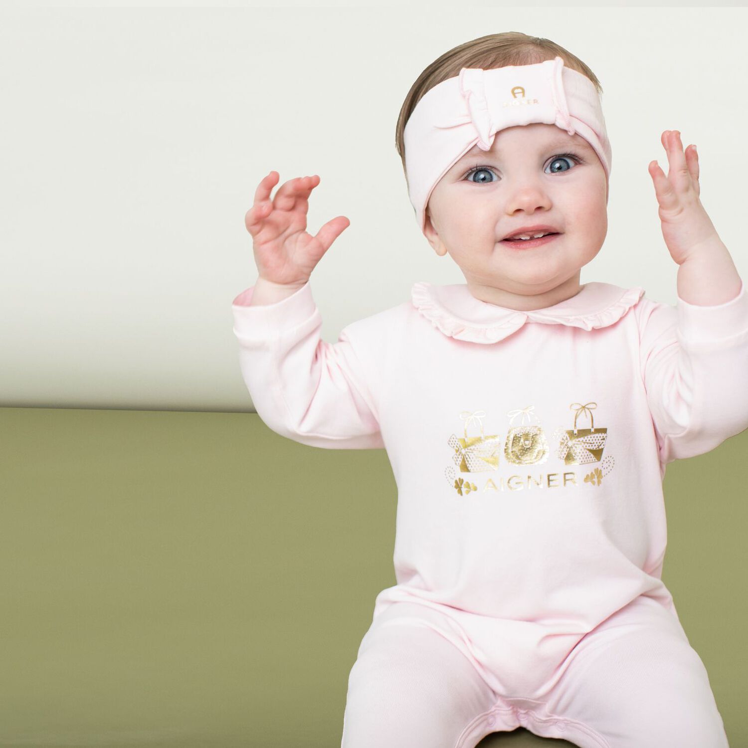 Baby Girls Pink Logo Babygrow, 2, hi-res