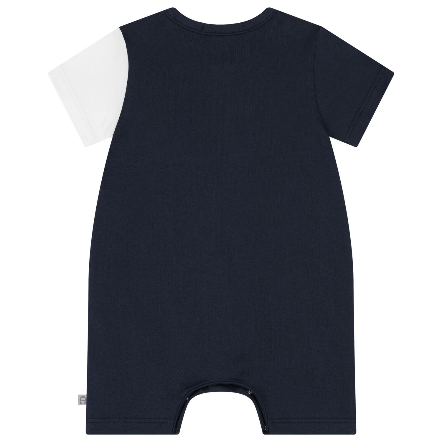 Baby Boys Navy Blue & White Logo Romper, 2, hi-res image number null