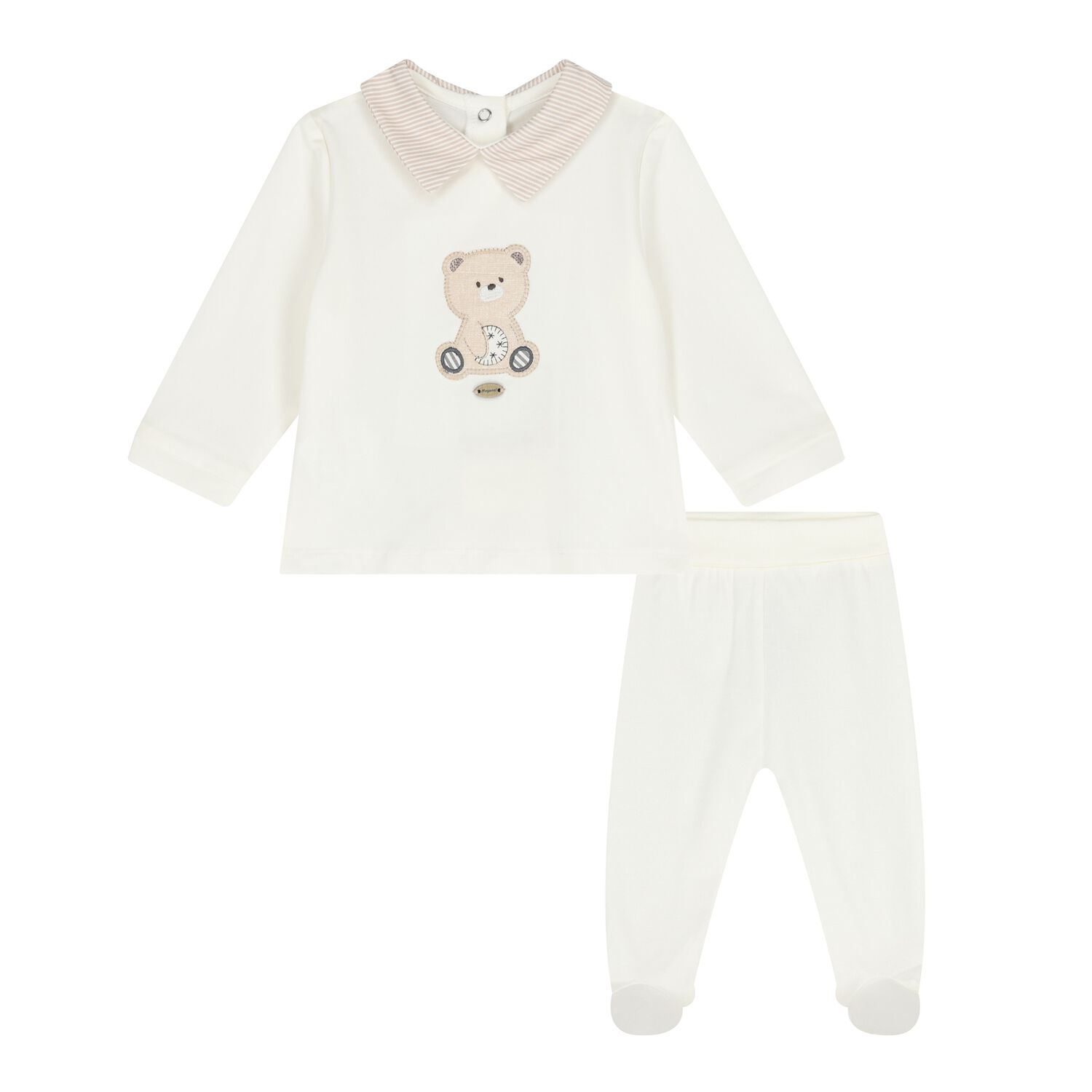 Baby Boys Ivory Teddy Bear 2 Piece Babygrow, 1, hi-res