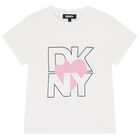 Girls White Logo Heart T-Shirt, 2, hi-res