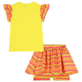 Girls Yellow & Orange Zigzag Skort Set