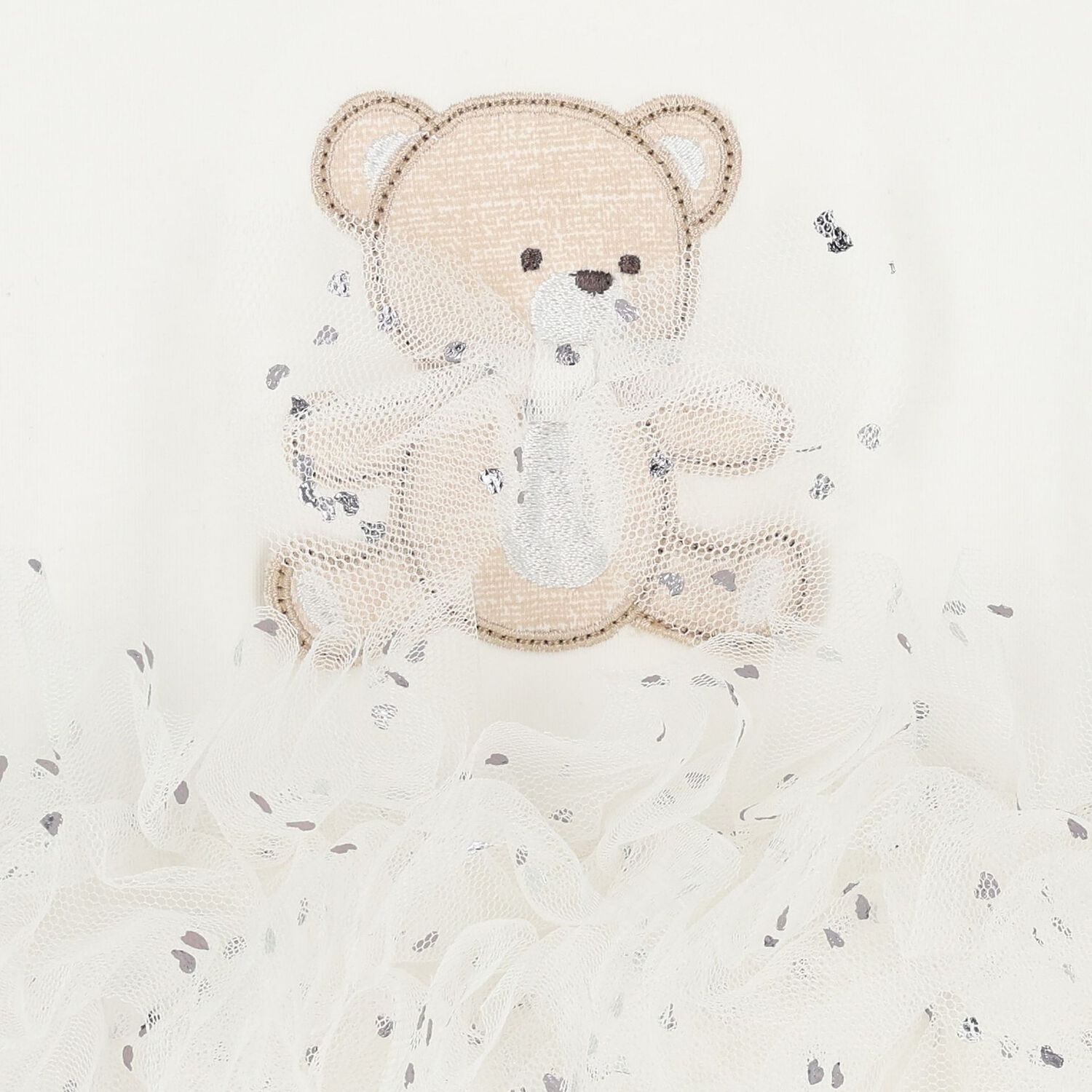 Baby Girls White Teddy Bear Bodysuit Dress Set, 1, hi-res