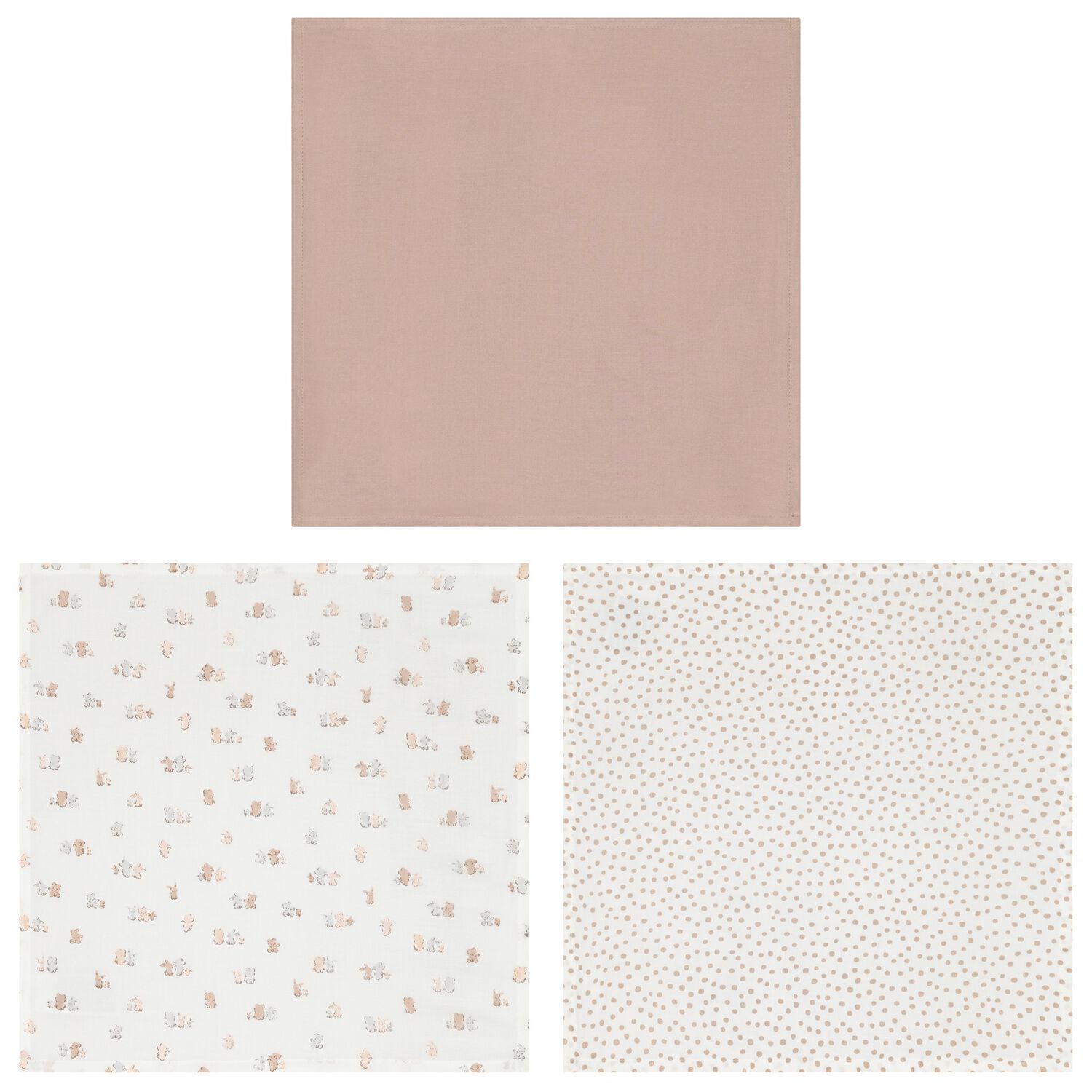 موسلين باللون الأبيض والبيج ( 3 قطع), 1, hi-res