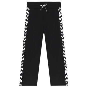 Boys Black Zigzag Logo Track Pants