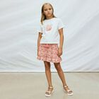 Girls Pink Tropical Leaf Ruffled Skirt, 1, hi-res