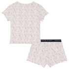Girls Ivory & Pink Logo Pyjamas, 1, hi-res