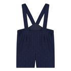 Baby Boys Navy Blue Jacquard Dungaree, 1, hi-res