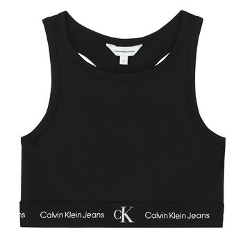 Girls Black Logo Sleeveless Top