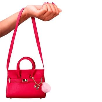 Girls Pink Leather Handbag ( 21CM )