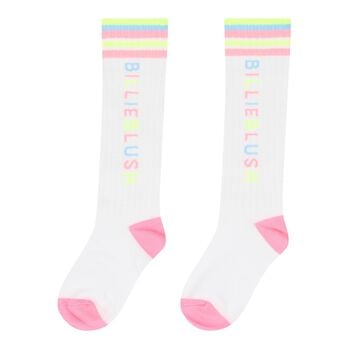 Girls White Logo Socks