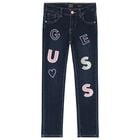 Girls Blue Logo Denim Jeans, 1, hi-res
