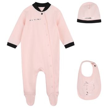 Baby Girls Pink Choupette Babygrow Gift Set
