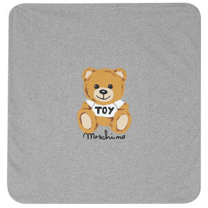 Grey Teddy Logo Baby Blanket