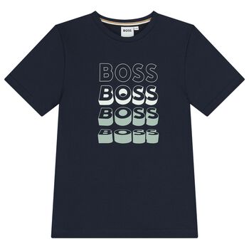 Boys Navy Blue Logo T-Shirt