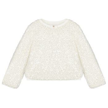 Girls White Sequin Sweatshirt