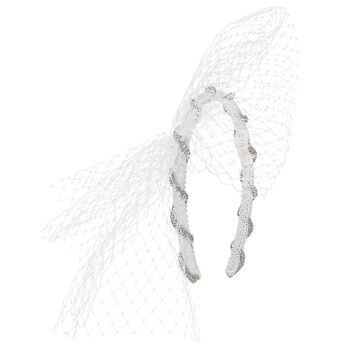 Girls White & Silver Diamante Headband
