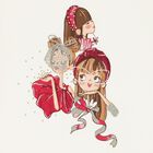 توب بنات بأكمام بالشعار باللون العاجي, 1, hi-res