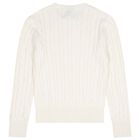Girls Ivory Logo Cable Knit Jumper, 1, hi-res