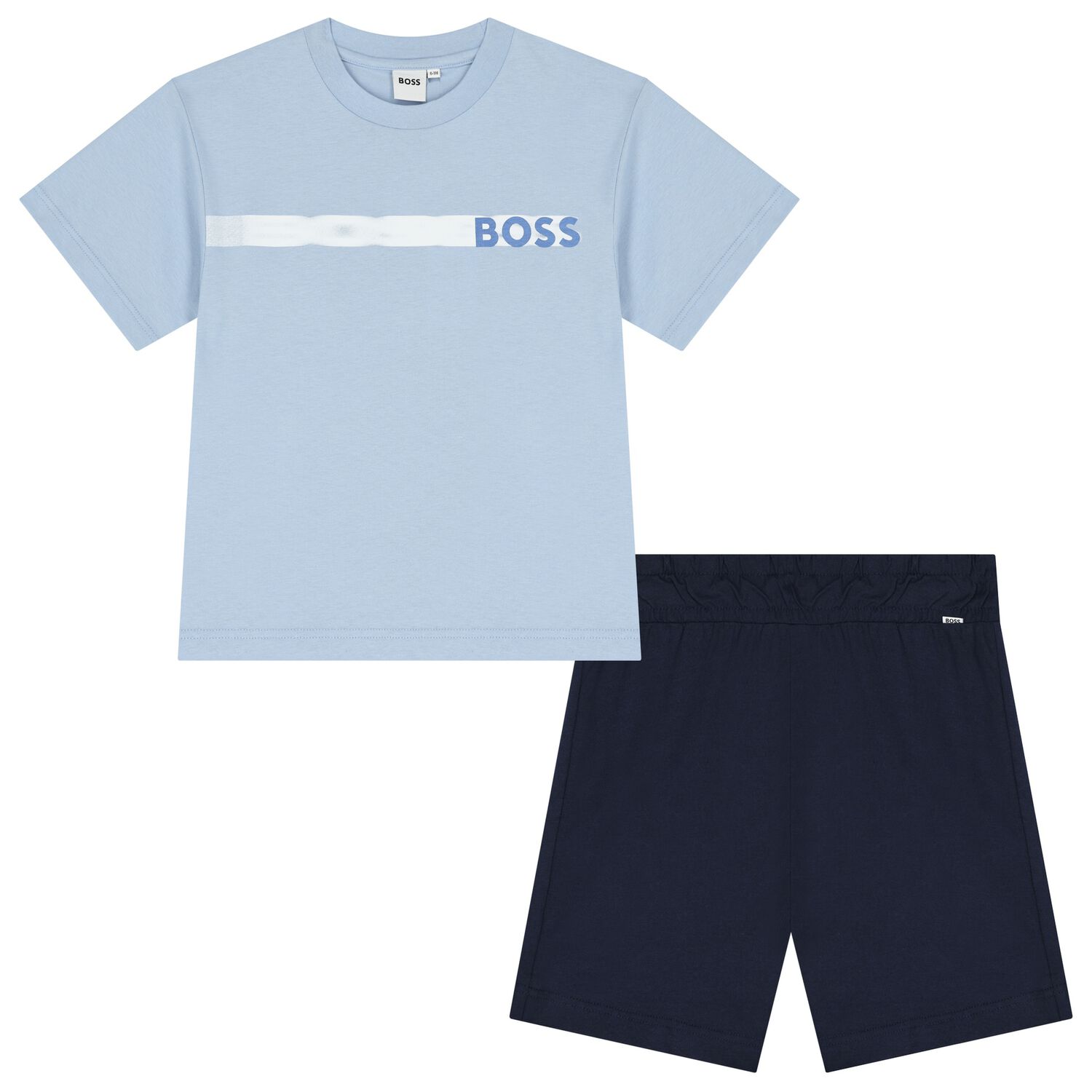 Boys Blue & Navy Blue Logo Shorts Set, 1, hi-res image number null