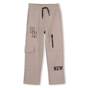 Boys Beige Logo Cargo Trousers