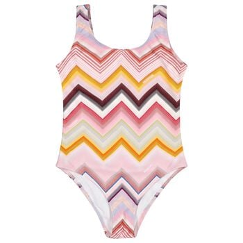 Girls Multi-Coloured Zig Zag Swimsuit
