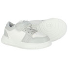 Boys White & Grey Logo Trainers, 1, hi-res