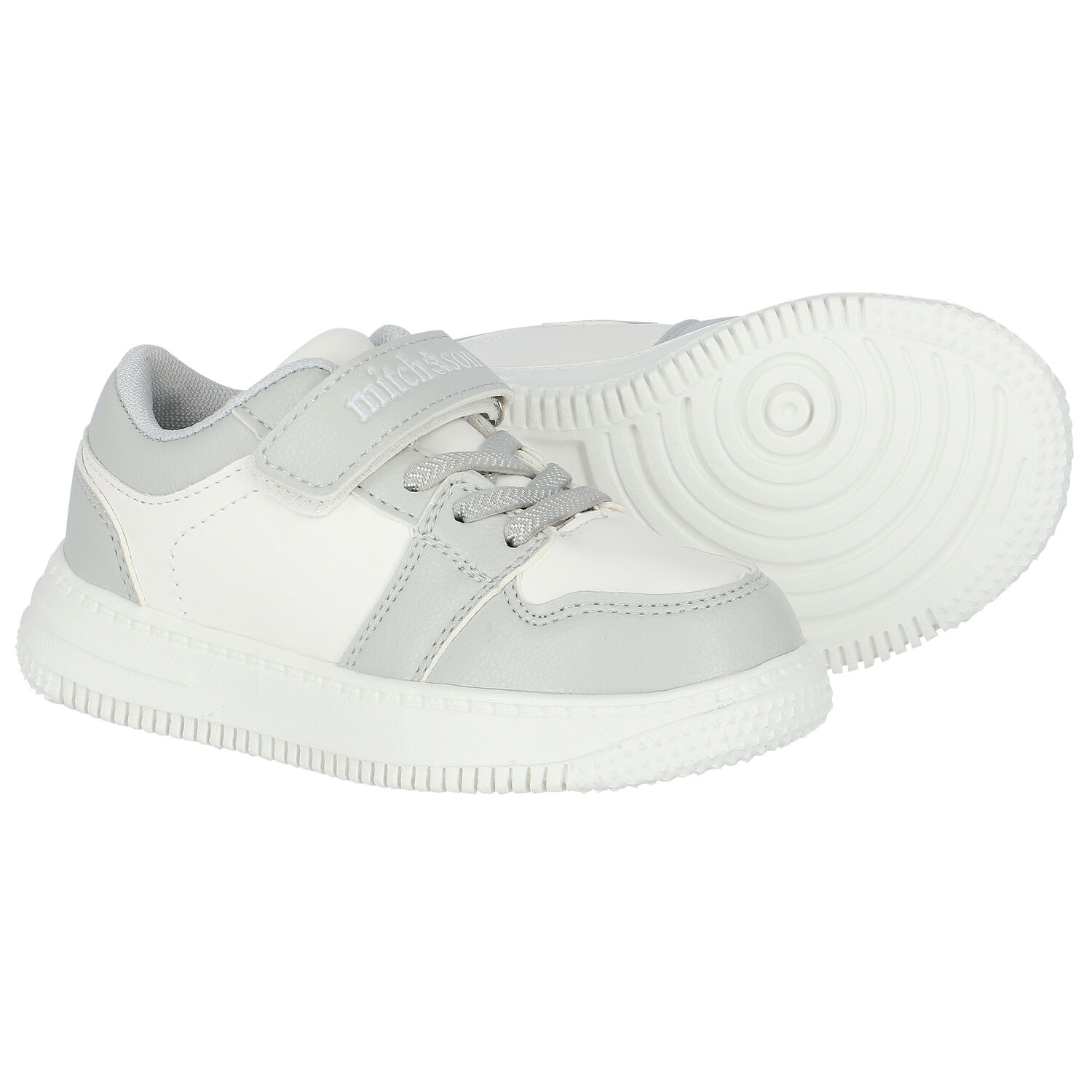 Boys White & Grey Logo Trainers, 1, hi-res image number null