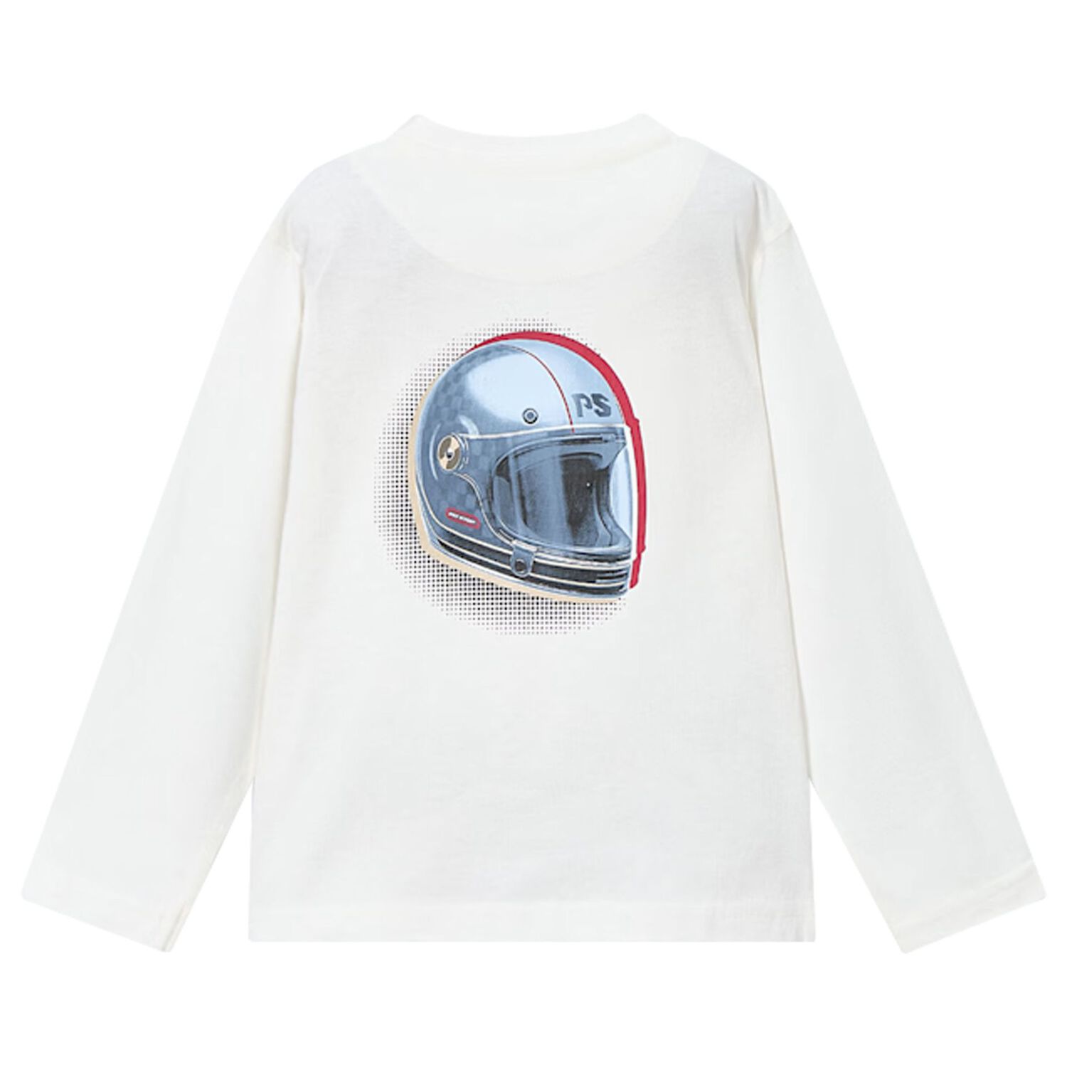 Boys White Helmet Long Sleeve Top, 1, hi-res