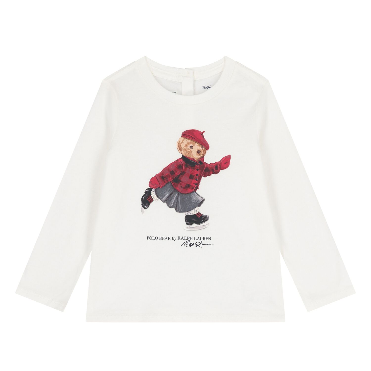 Baby Girls Ivory Polo Bear Long Sleeve Top, 1, hi-res image number null