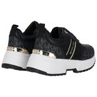 Girls Black & Gold Logo Trainers, 1, hi-res