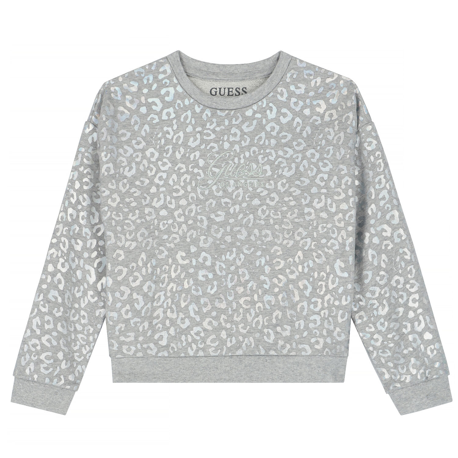 سويت شيرت بالشعار باللون الرمادى للبنات, 1, hi-res