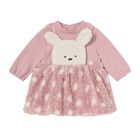 Baby Girls Pink Faux Lamb Dress, 1, hi-res