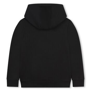 Boys Black Logo Hooded Top