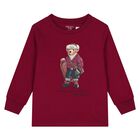 Baby Boys Burgundy Polo Bear Long Sleeve Top, 1, hi-res
