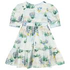 Girls White & Blue Floral Dress, 1, hi-res
