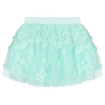 Girls Green Sequin Tulle Skirt