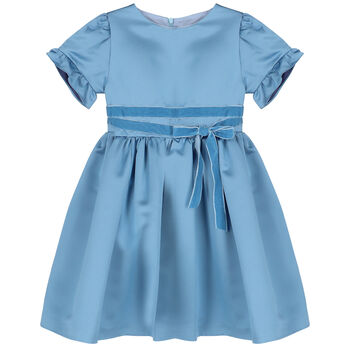 Girls Blue Bow Dress